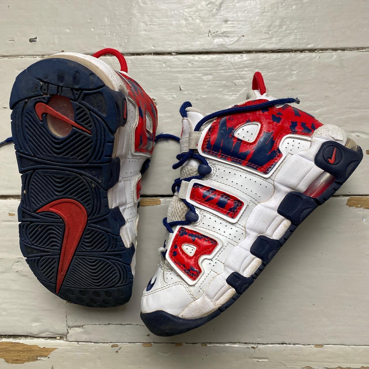 Nike Air More Uptempo White Red and Blue Camouflage