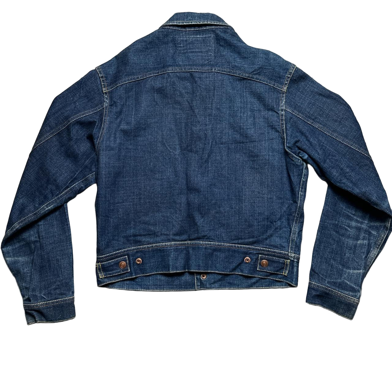 Evisu Vintage Daicock Cream White Swoosh Red Stitch Denim Jacket (L)