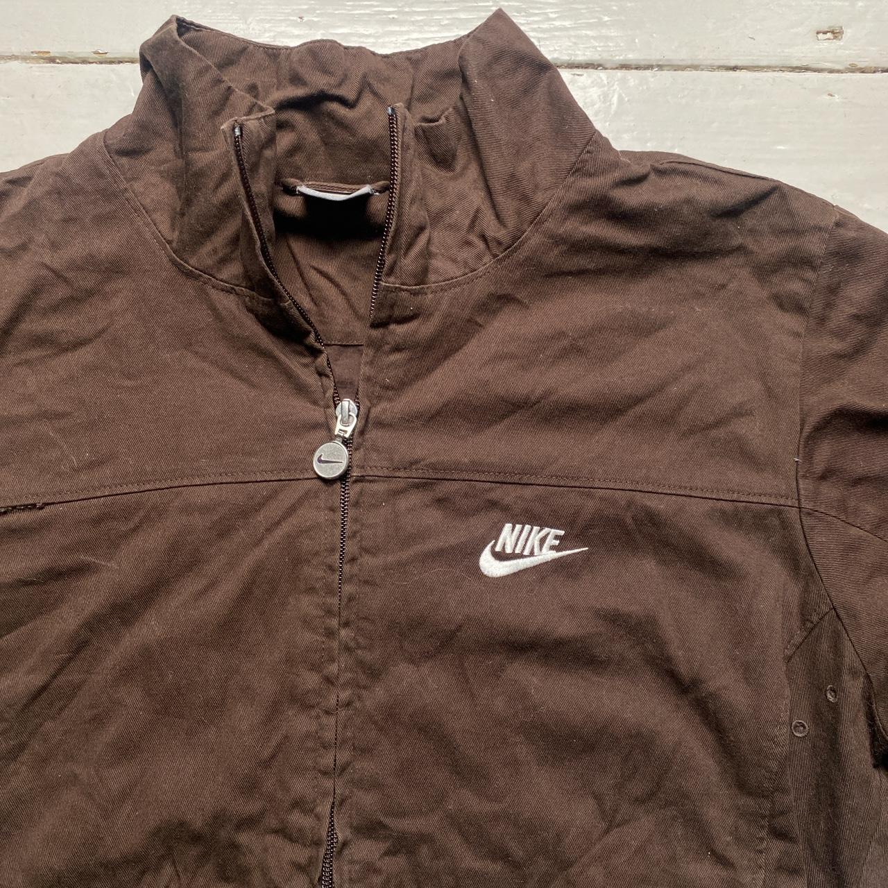 Nike Brown and White Swoosh Tracksuit Bomber Jacket