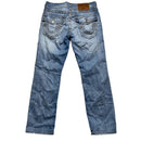 True Religion Light Blue Grey and White Big Stitch Ricky Baggy Jeans (30W)