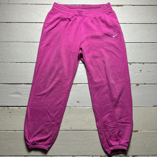 Nike Pink and White Swoosh Baggy Jogger Bottoms