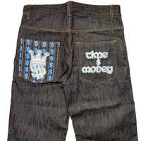 Time Is Money Vintage y2k Embroidered and Printed Dollar Jeans (32W)