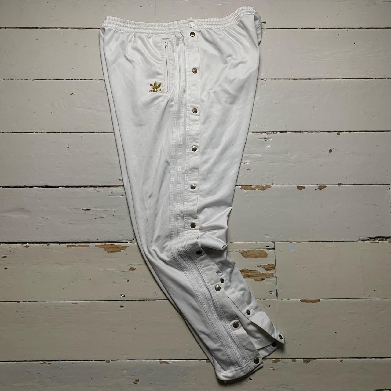 Adidas Originals Vintage Popper Track Pant Bottoms White and Gold