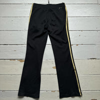 Adidas Originals Black and Gold Vintage Track Pant Flared Bottoms