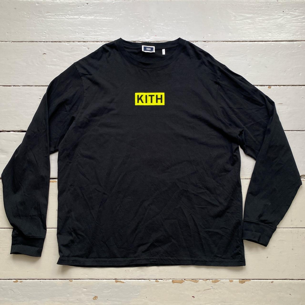 Kith Black and Felt Neon Yellow Long Sleeve Light Jumper