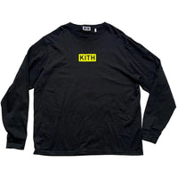Kith Black and Felt Neon Yellow Long Sleeve Light Jumper (XL)