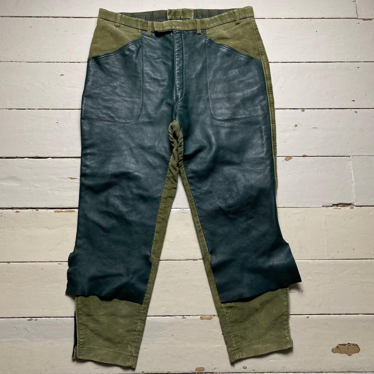 Nyman Swed Team Army Green Soft Velour Cotton and Leather Hunter Trousers