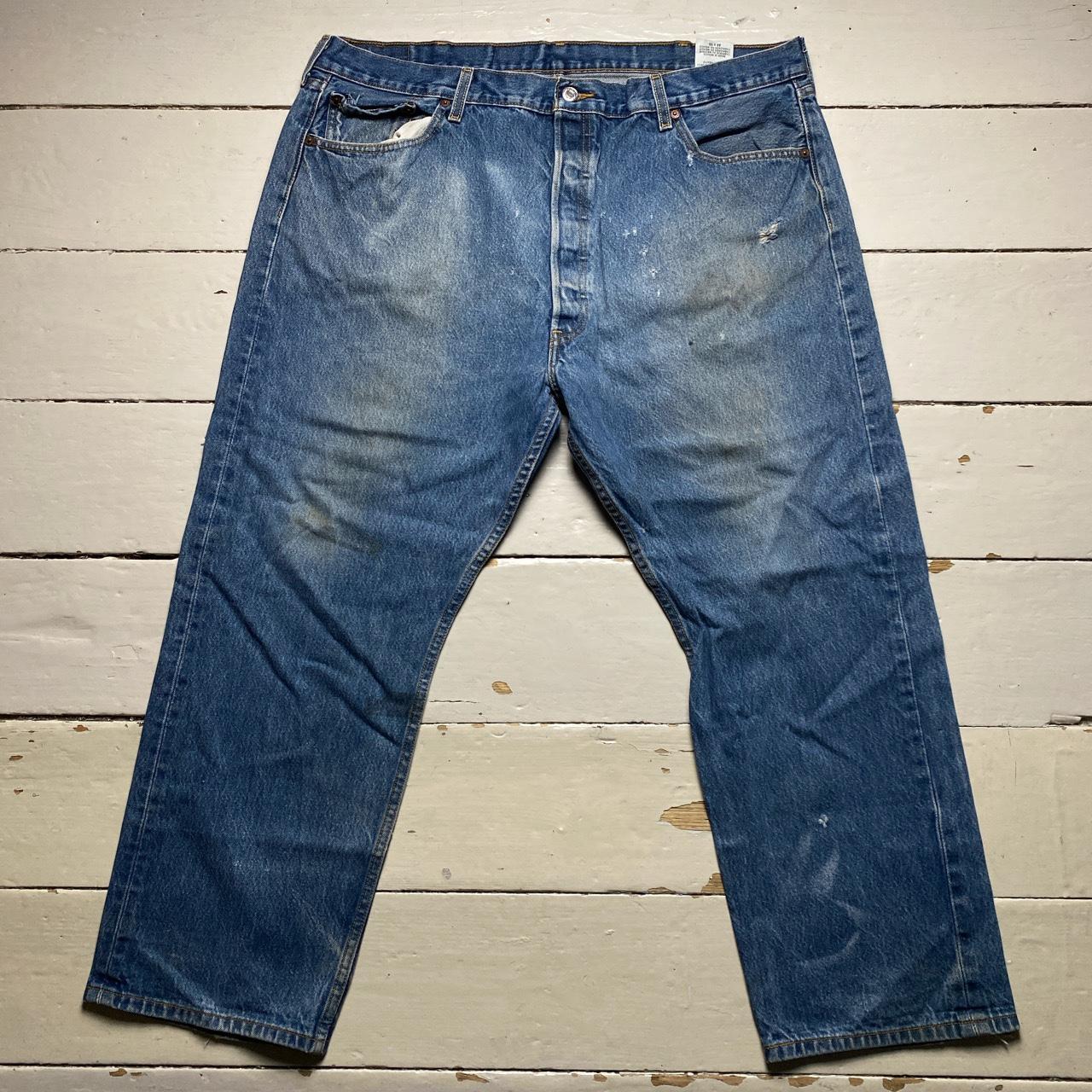 Levis 501 Baggy Light Blue Distressed Jeans