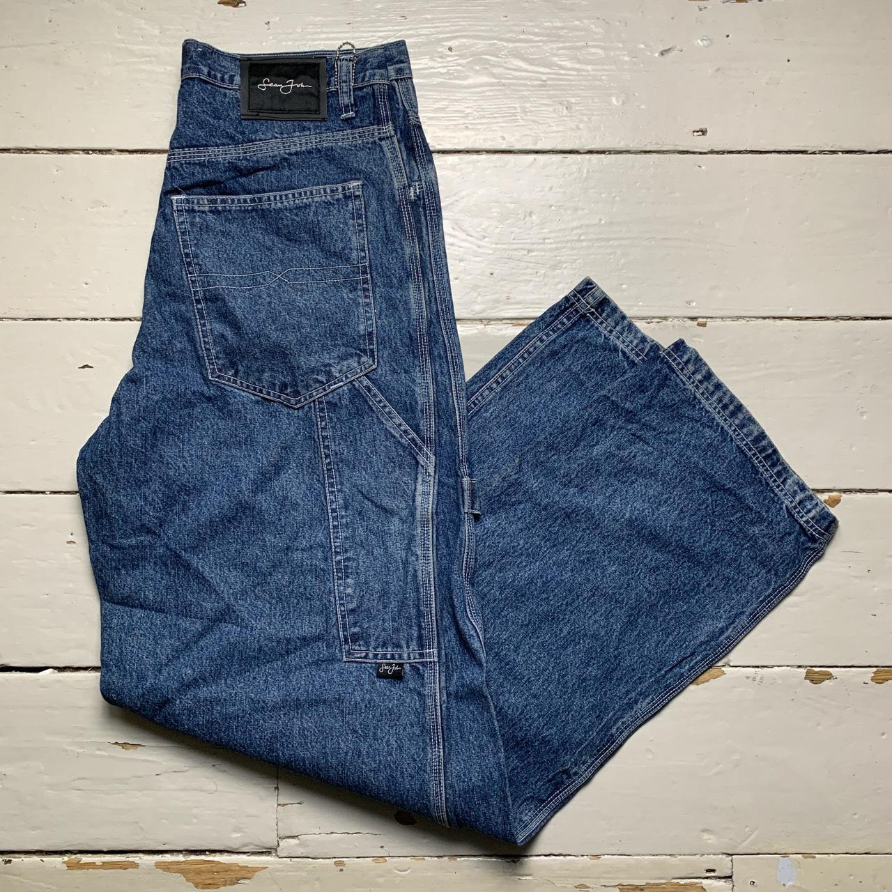 Sean John Vintage Baggy 90’s Cargo Carpenter Jeans Navy and Black