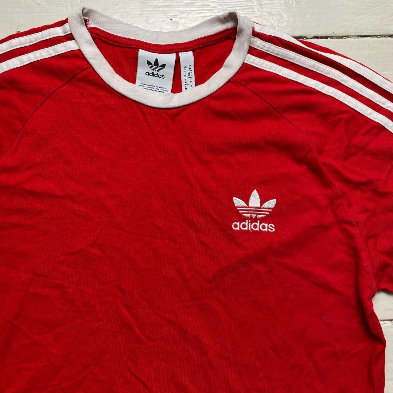 Adidas Originals Red and White Long Sleeve T Shirt