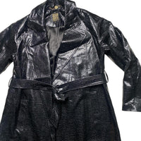 Biba Snakeskin Black Long Trench Coat (UK 12)