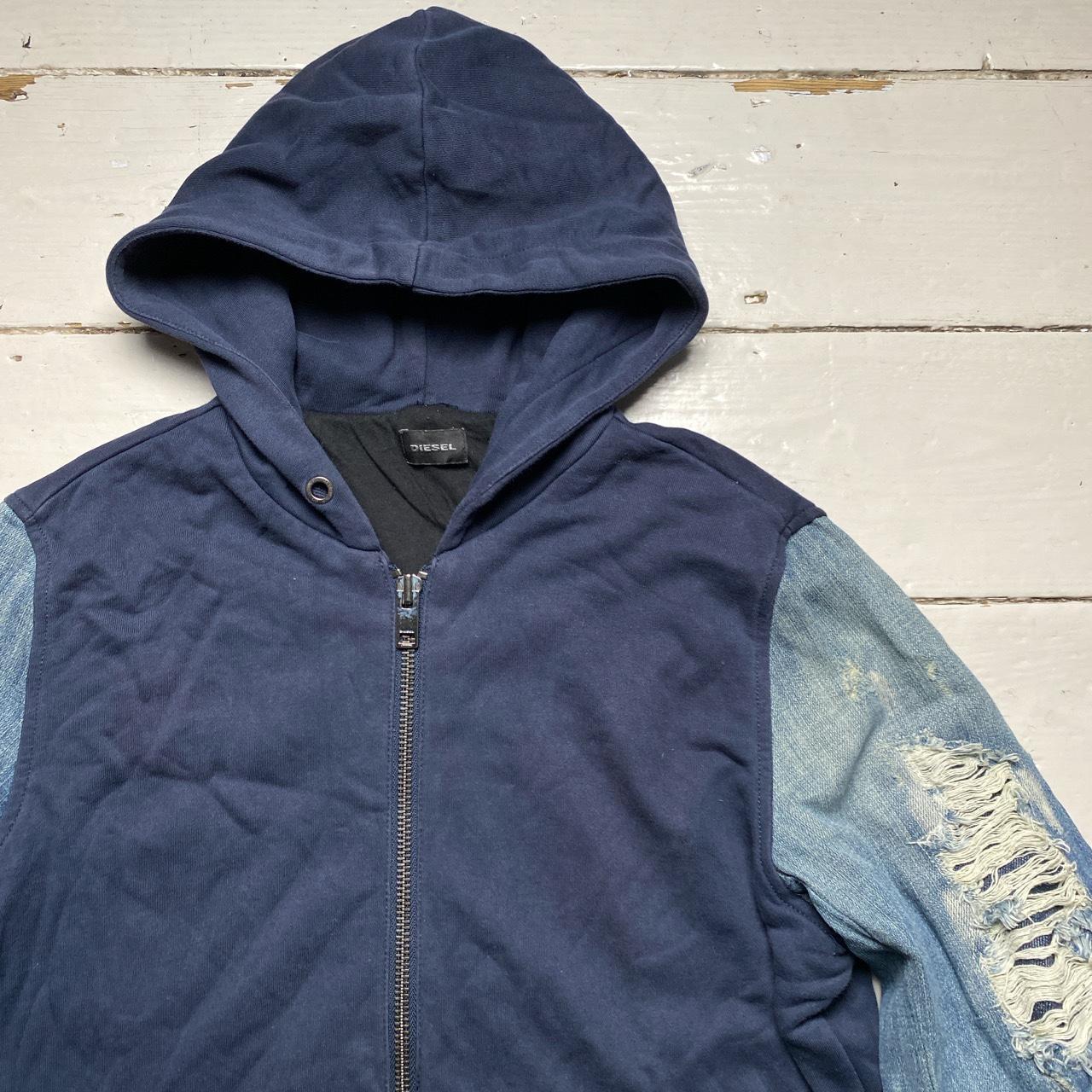 Diesel Half Denim Distressed Hoodie Jacket