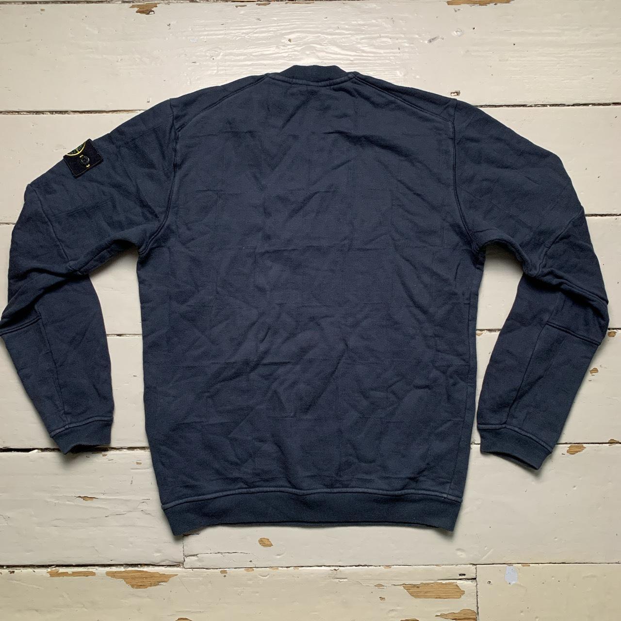 Stone Island Navy Crewneck Square Outline Repeat Jumper