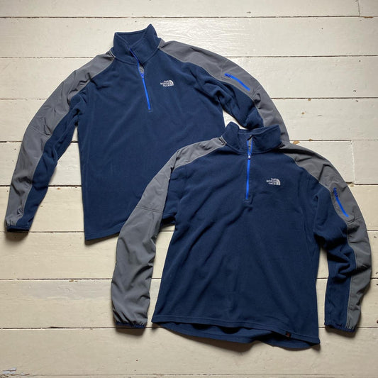 The North Face Navy and Grey Polartec Fleece Quarter Zip Jumper