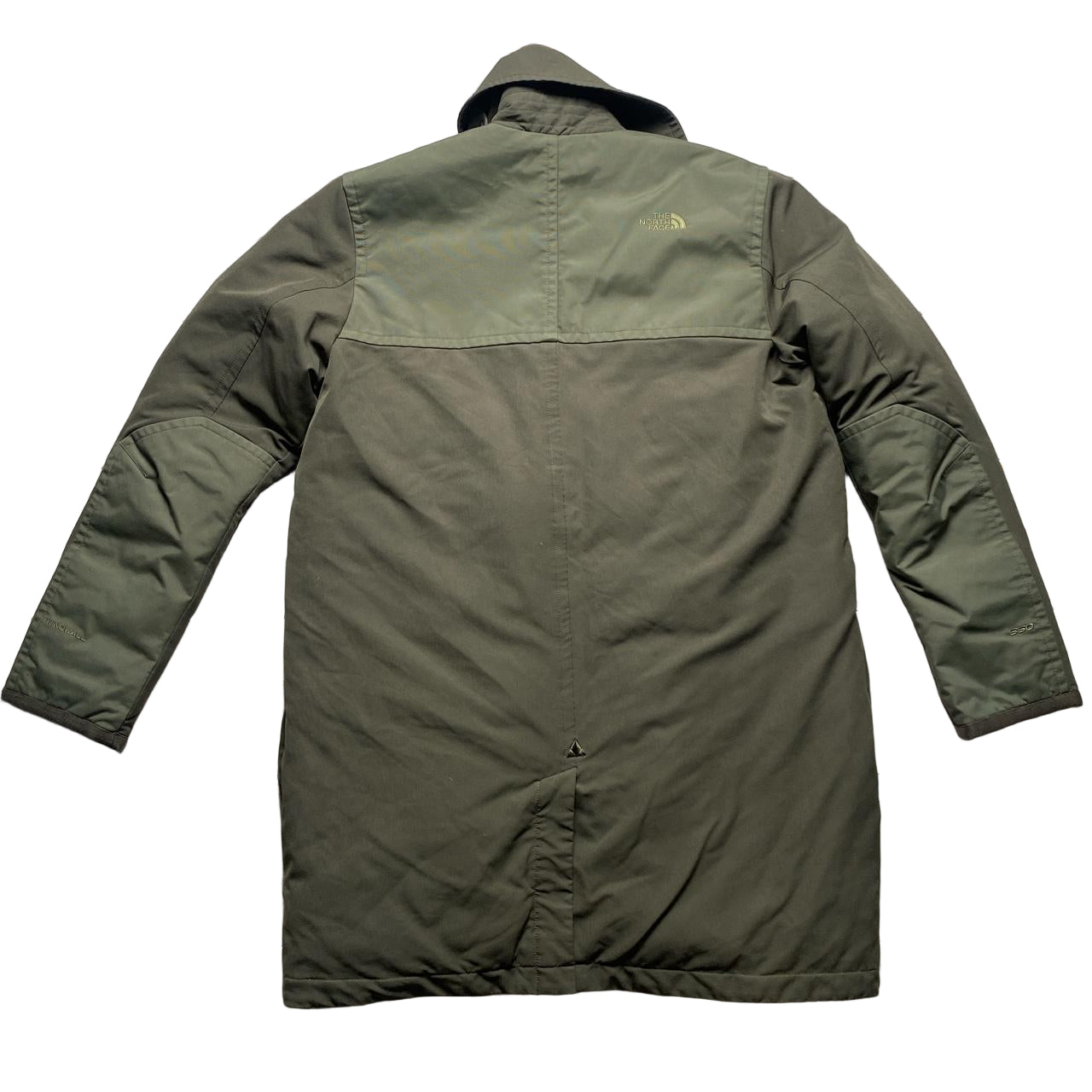 The North Face Windwall Khaki Green Camo Puffer Trench Coat (M)