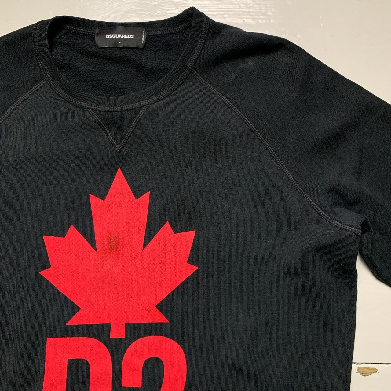 Dsquared Black and Red Leaf Jumper