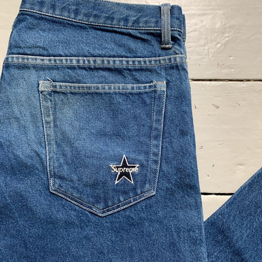 Supreme Baggy Navy Blue Skateboarding Jeans