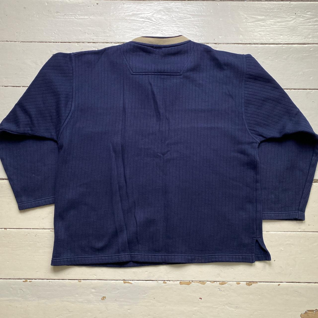 Adidas Vintage Navy and White Thick Jumper