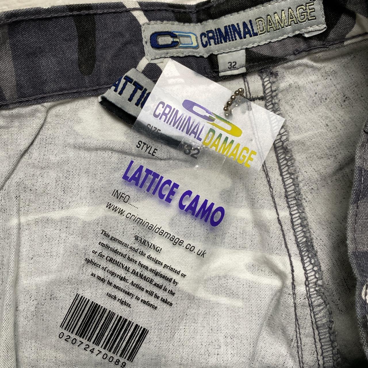 Criminal Damage White and Grey Camouflage Baggy Cargo Combat Bondage Trousers
