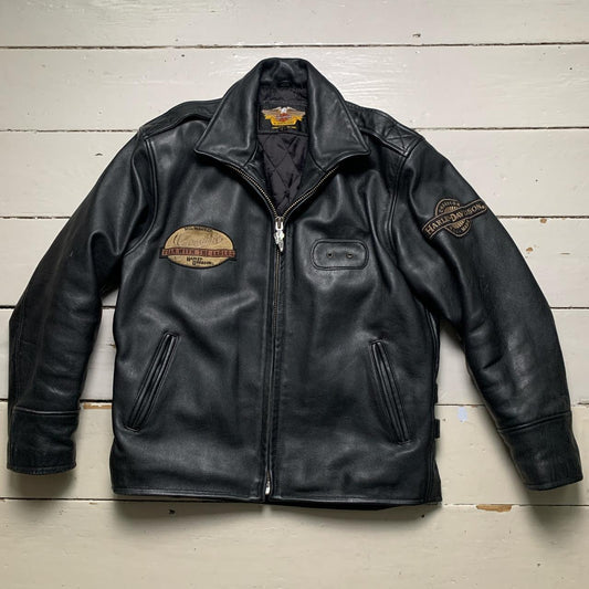 Harley Davidson Vintage Leather Black Motorcycle Jacket