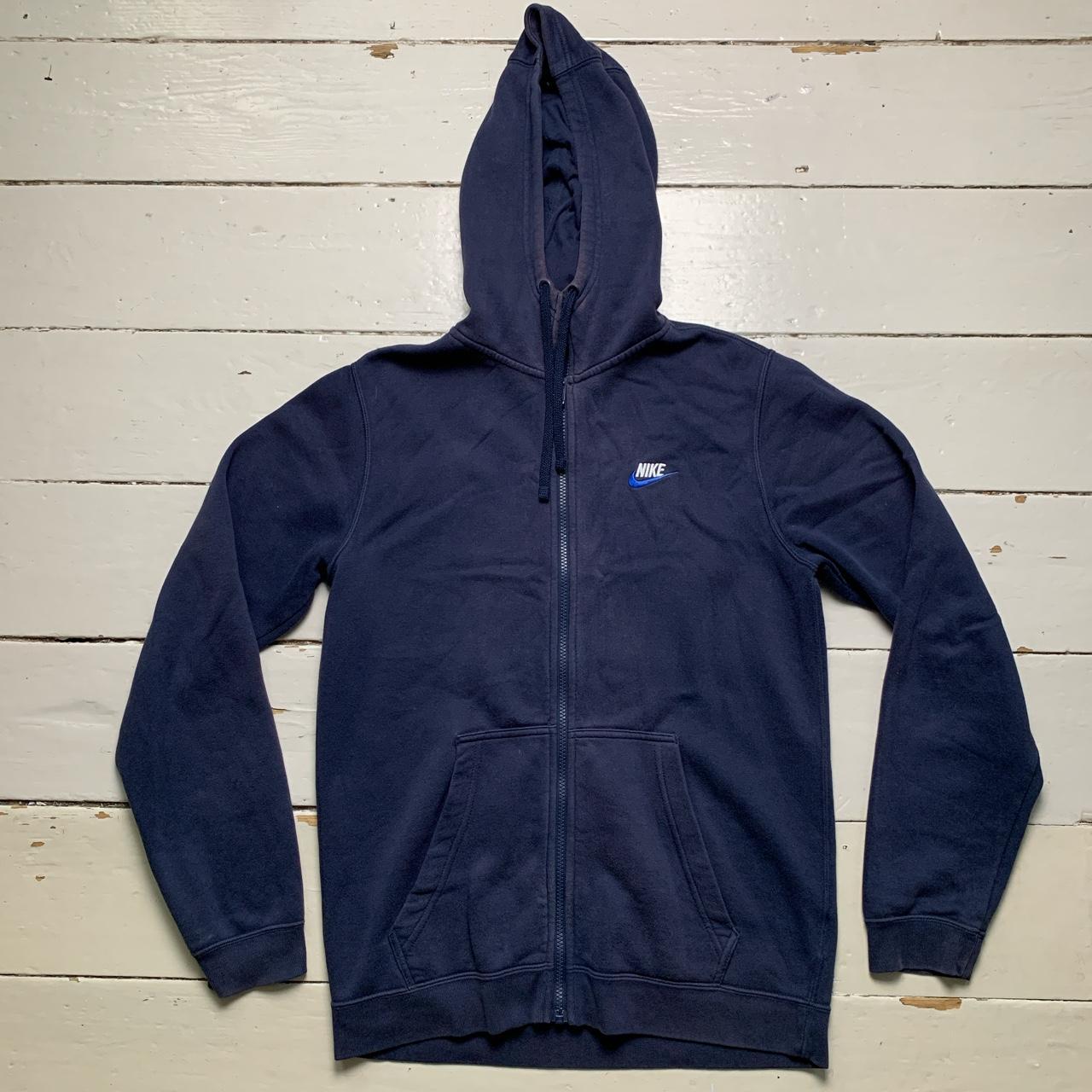 Nike Swoosh Navy Blue and White Hoodie