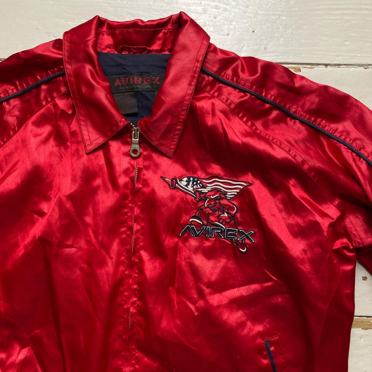 Avirex Vintage Red Satin Bomber Jacket