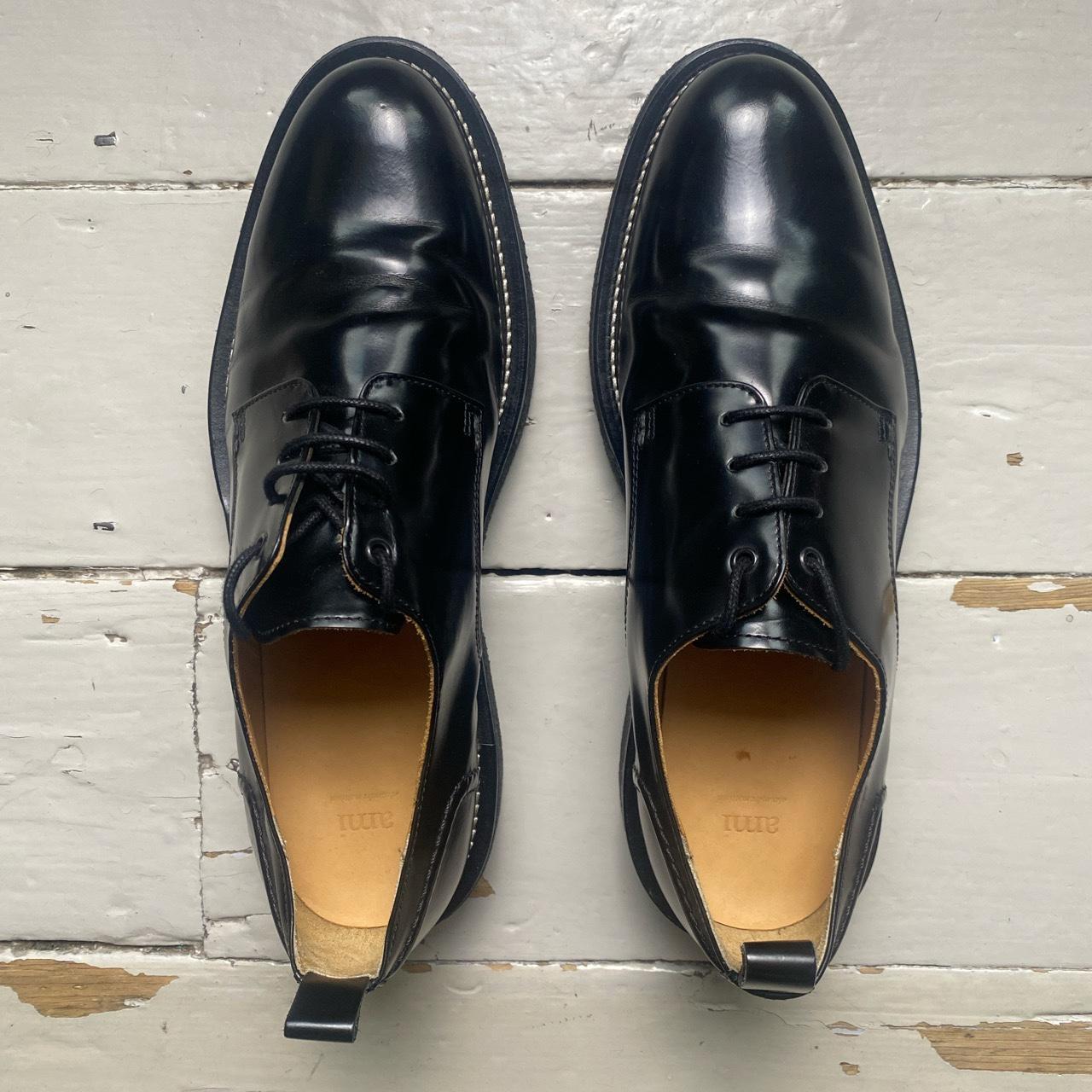 AMI Paris Leather Shiny Smart Black Brogue Shoes