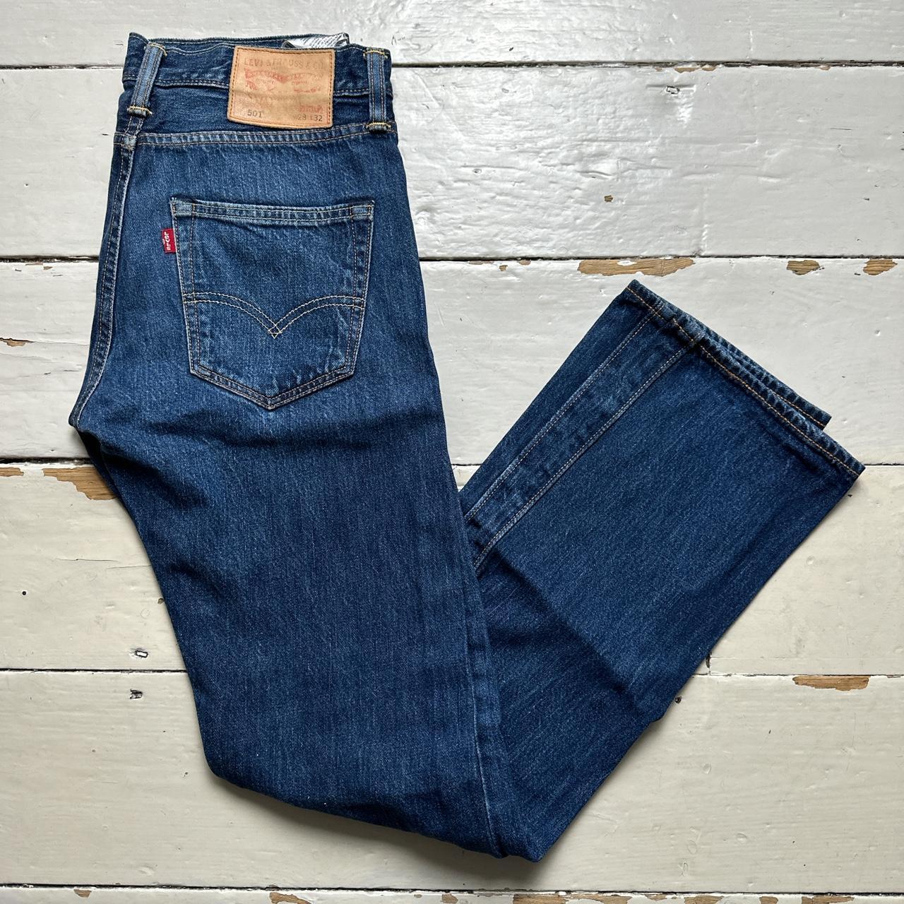 Levis 501 Navy Distressed Jeans