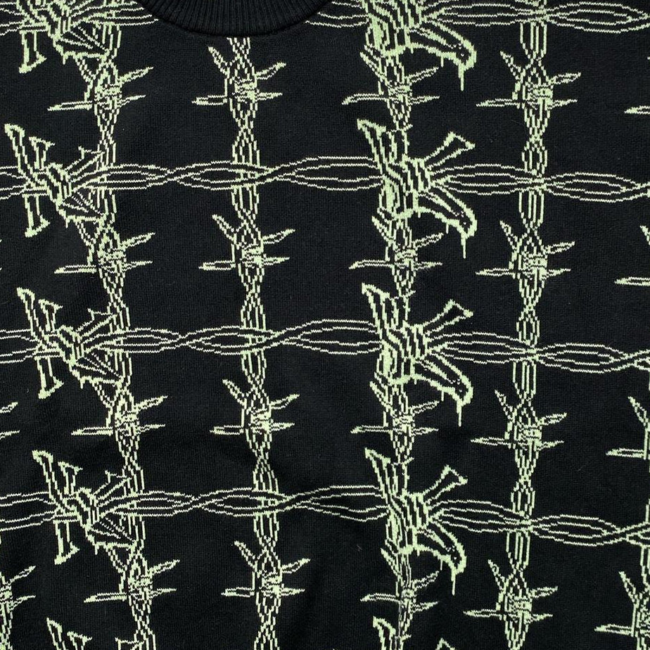Yardsale Barbed Wire Black and Green Knit Jumper (M)