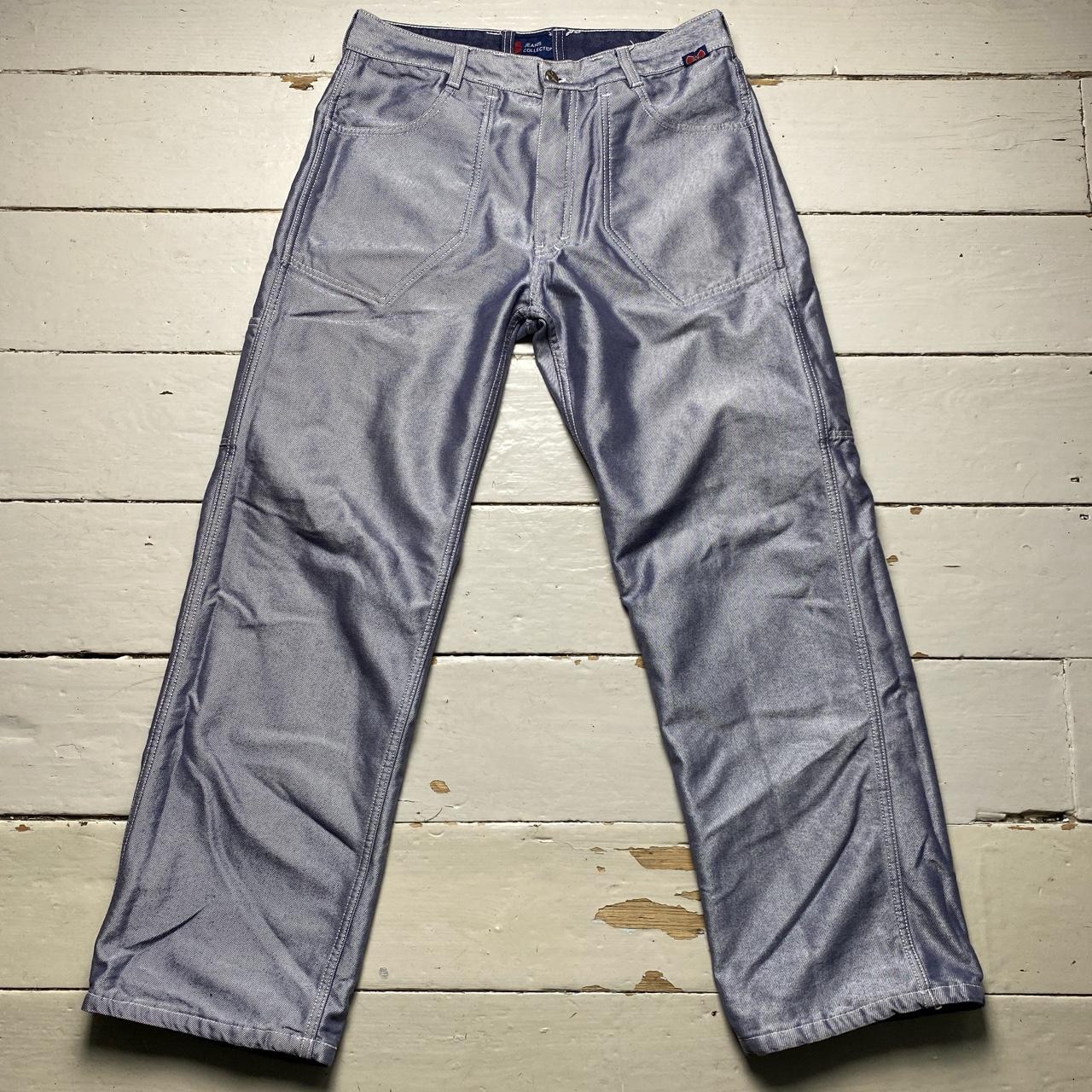 Wu Tang Vintage 90’s Reversible Satin and Navy Denim Baggy Cargo Jeans