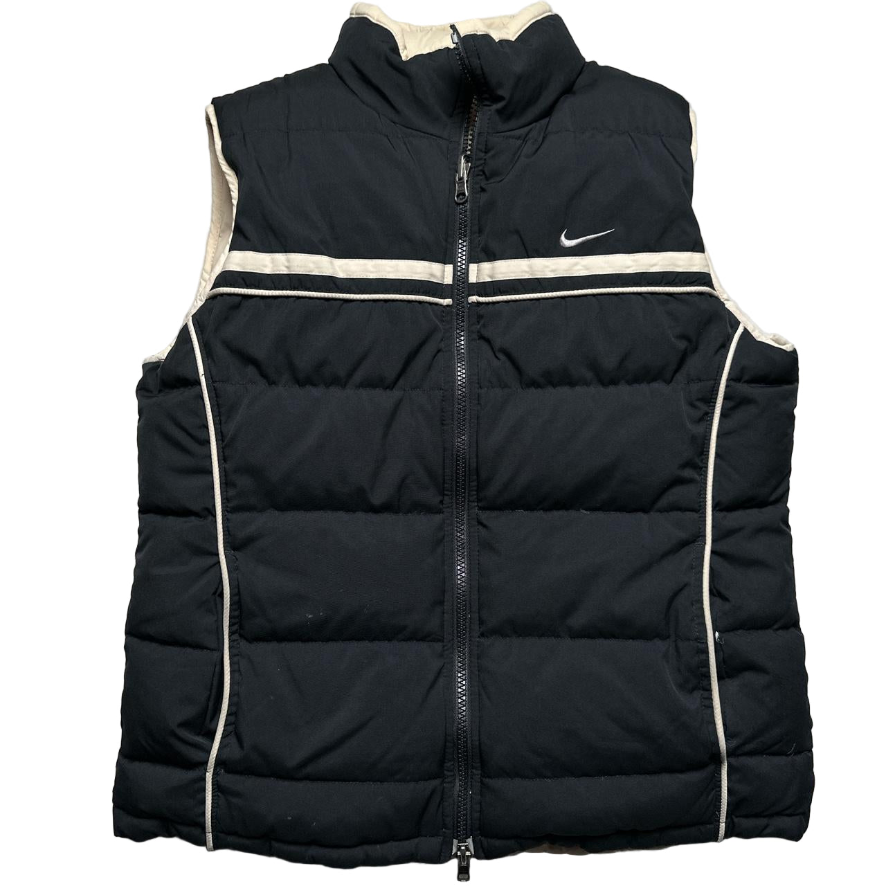 Nike Vintage y2k Womens Reversible Gilet Cream and Black (M)