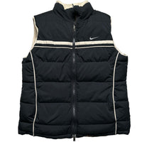 Nike Vintage y2k Womens Reversible Gilet Cream and Black (M)