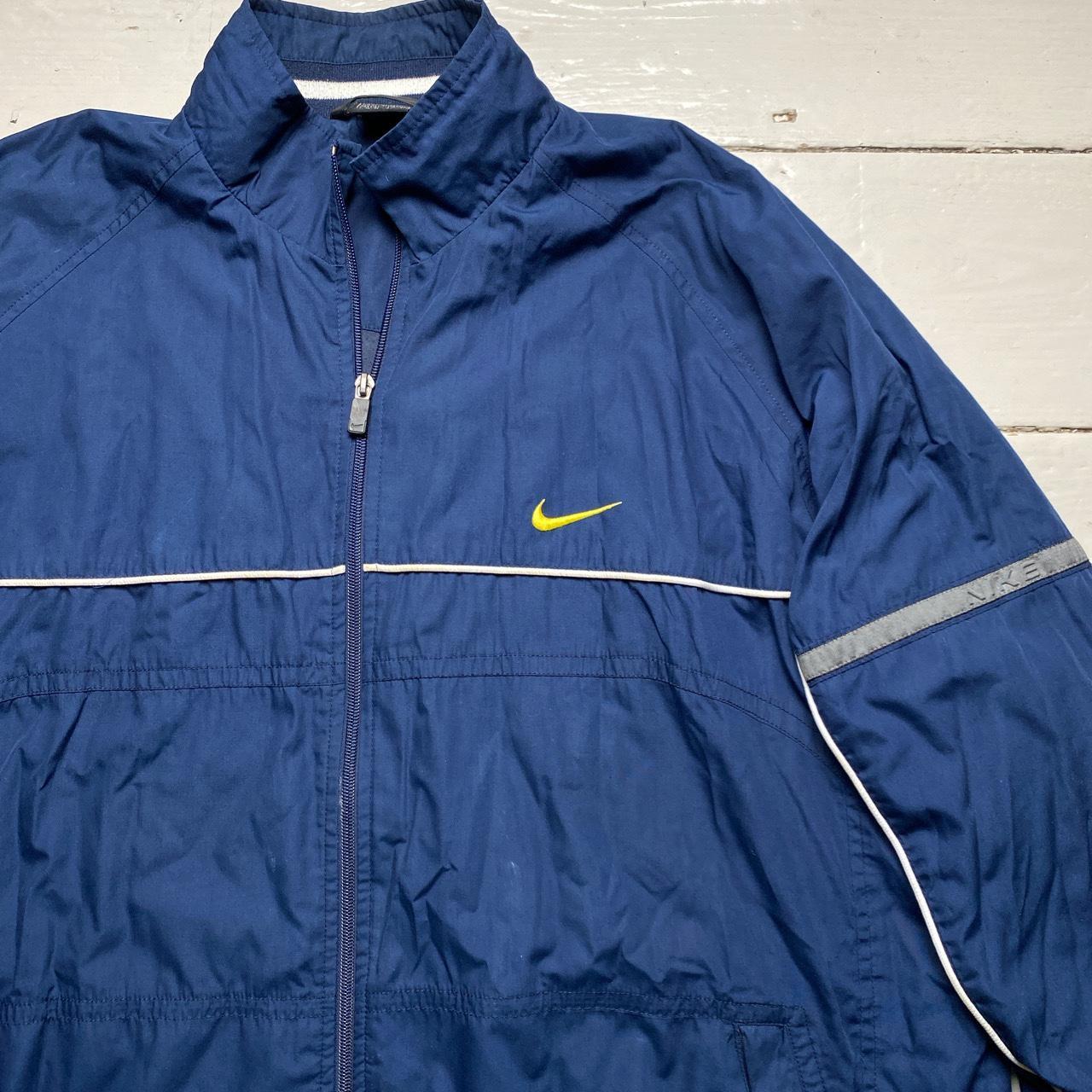 Nike Vintage y2k Swoosh Navy and Yellow Swoosh Shell Tracksuit Jacket