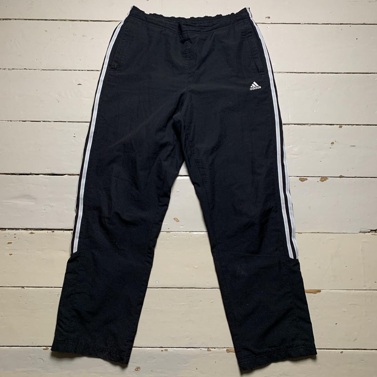 Adidas Black and White Stripes Baggy Shell Bottoms