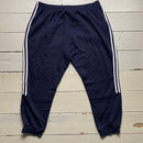 Adidas Navy and White Stripe Baggy Joggers