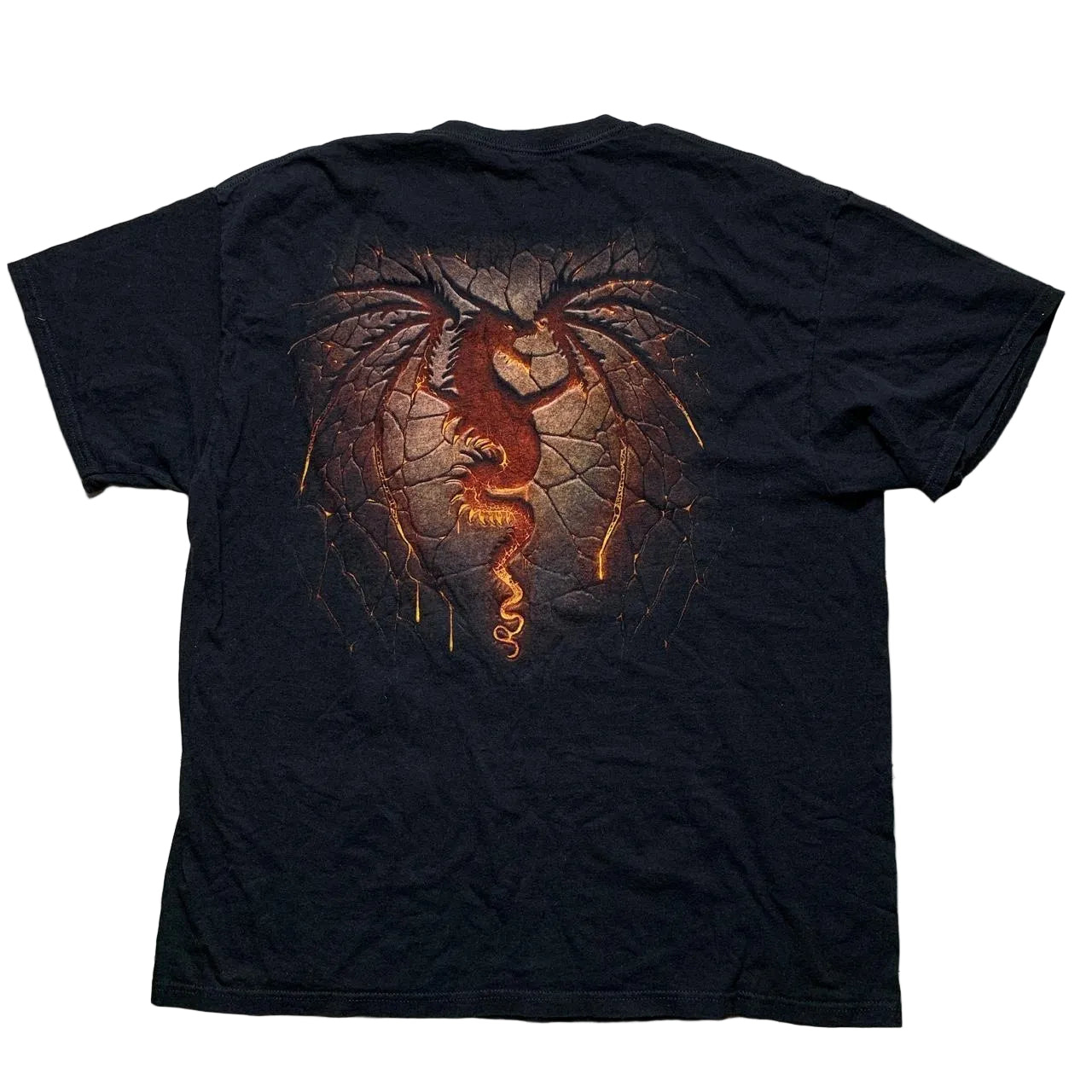 Spiral Dragon Flames y2k Grunge T Shirt (XL)