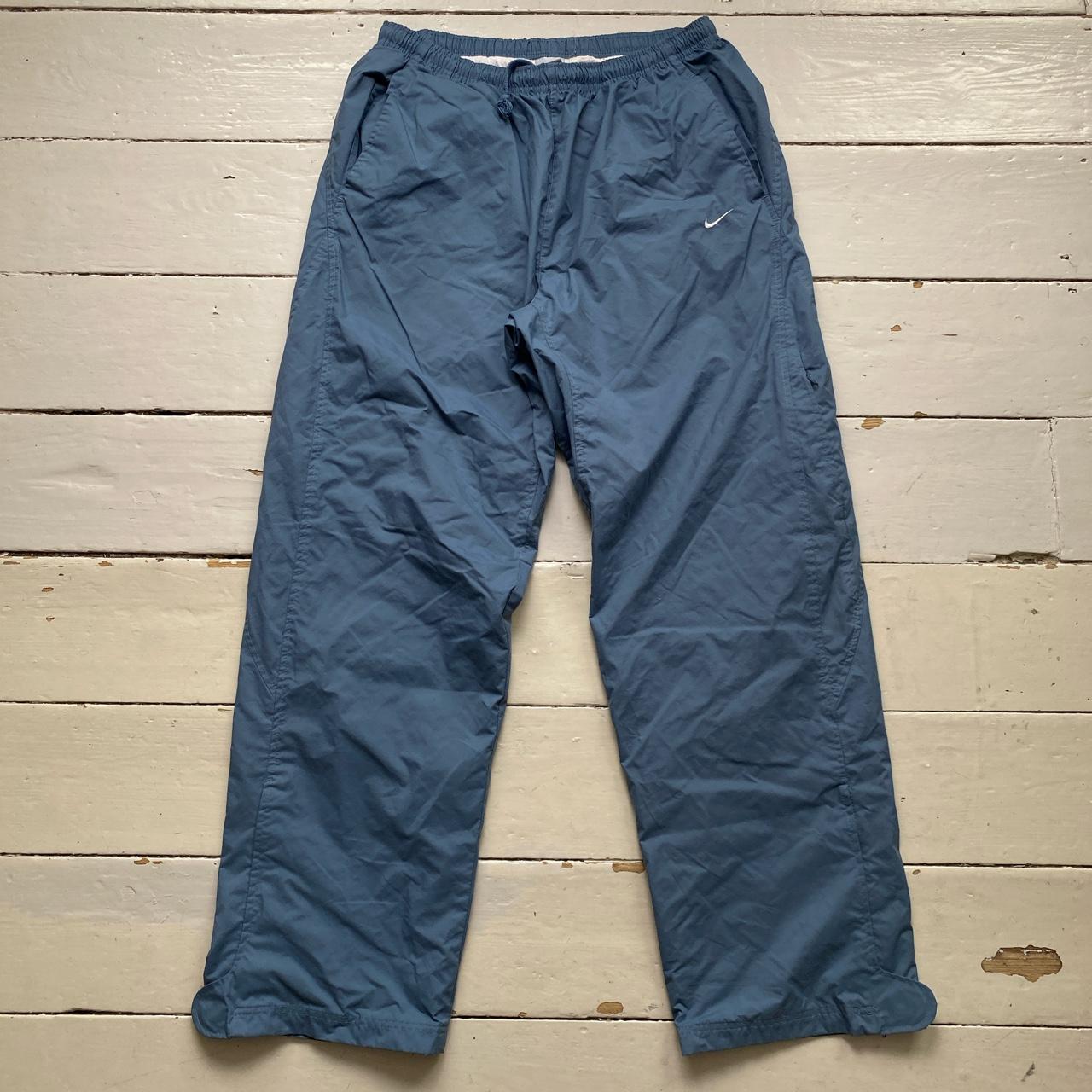 Nike Vintage Swoosh Blue and Grey Baggy Shell Track Pant Ski Trousers