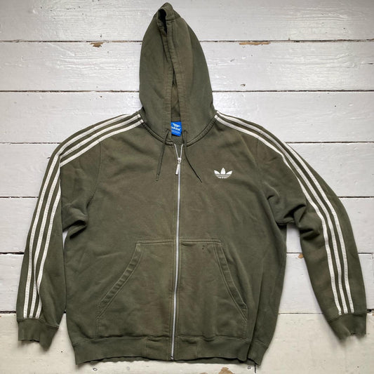 Adidas Originals Olive and White Stripe Hoodie