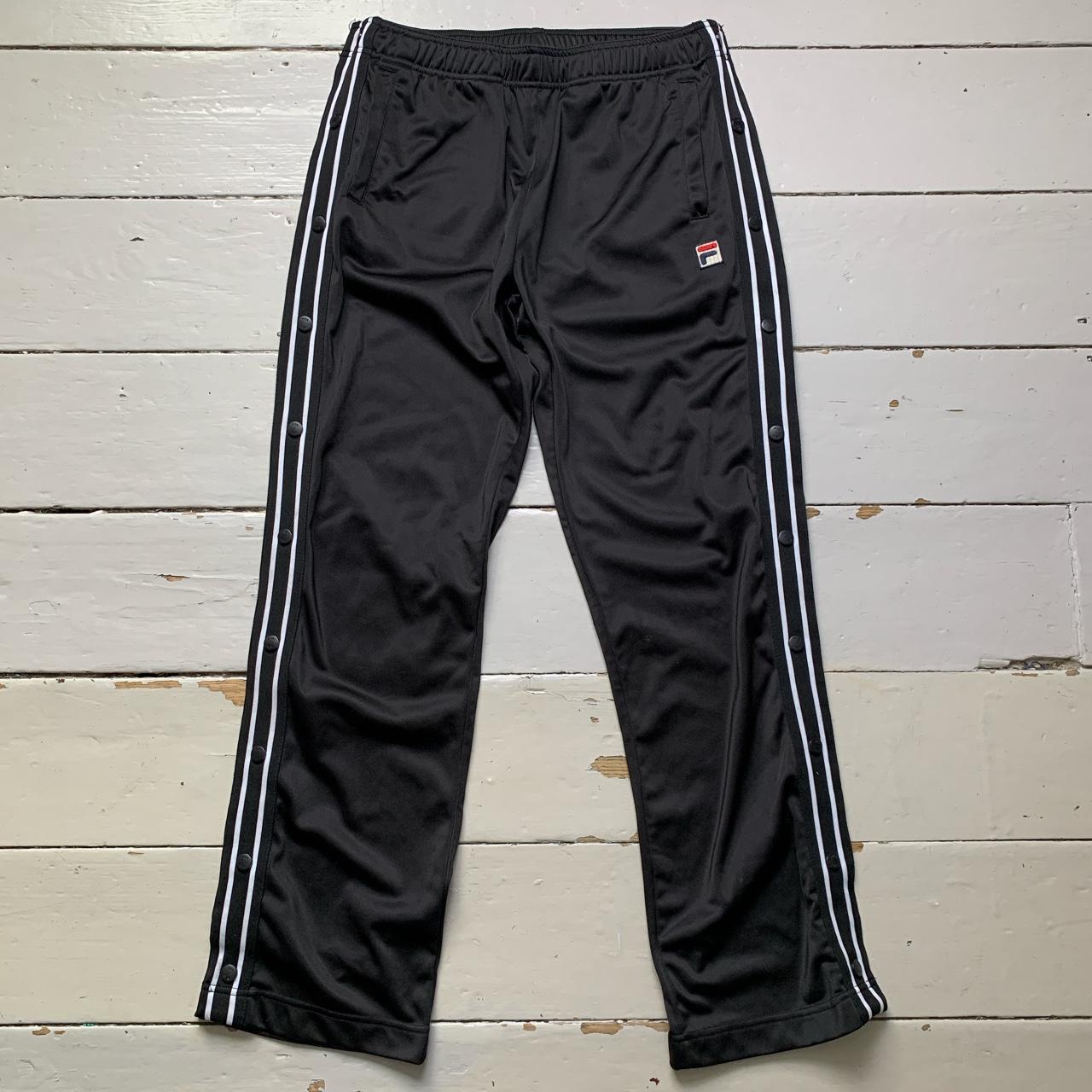 Fila Vintage Popper Retro Track Pant Bottoms Black and White