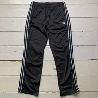 Fila Vintage Popper Retro Track Pant Bottoms Black and White