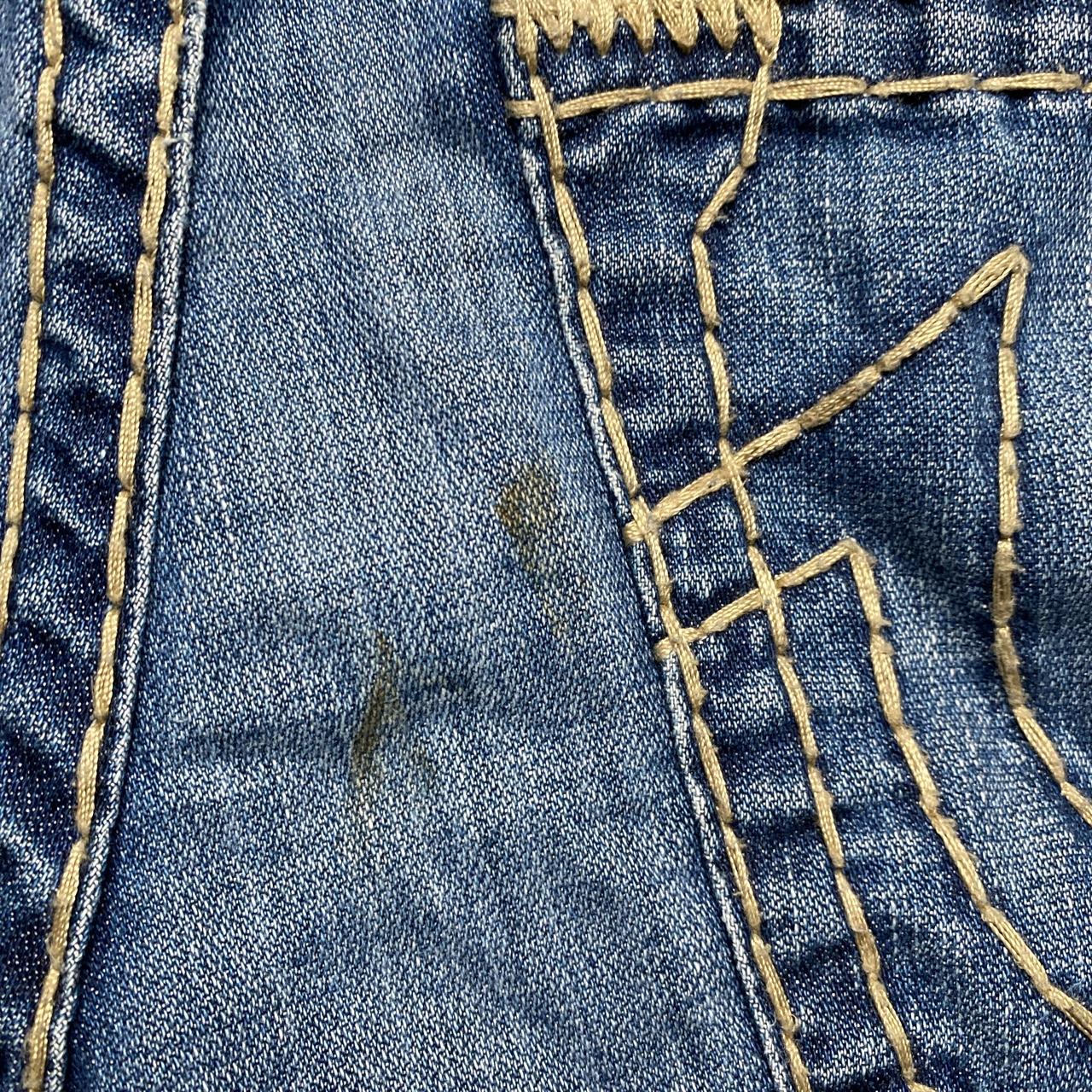 True Religion Navy and Cream Big Stitch Super T Baggy Jeans (30W)