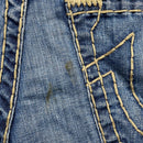 True Religion Navy and Cream Big Stitch Super T Baggy Jeans (30W)