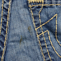 True Religion Navy and Cream Big Stitch Super T Baggy Jeans (30W)