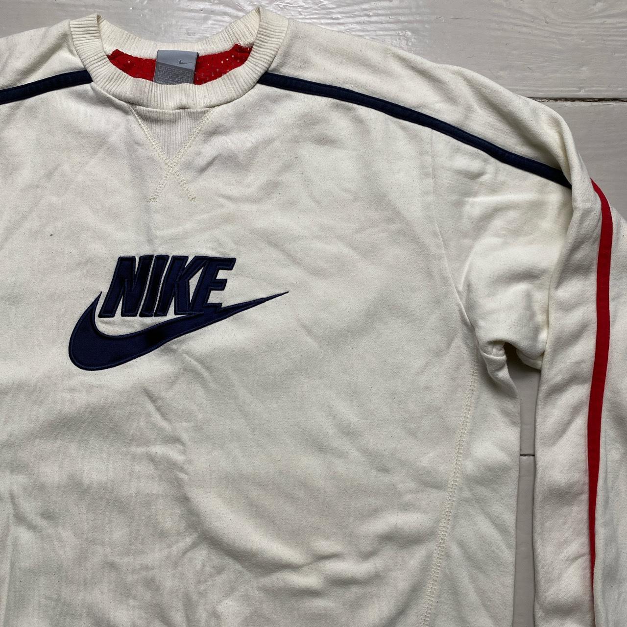 Nike Sporting Excellence Cream Navy and Red Big Swoosh Jumper