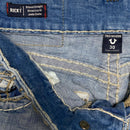 True Religion Light Blue Grey and White Big Stitch Ricky Baggy Jeans (30W)