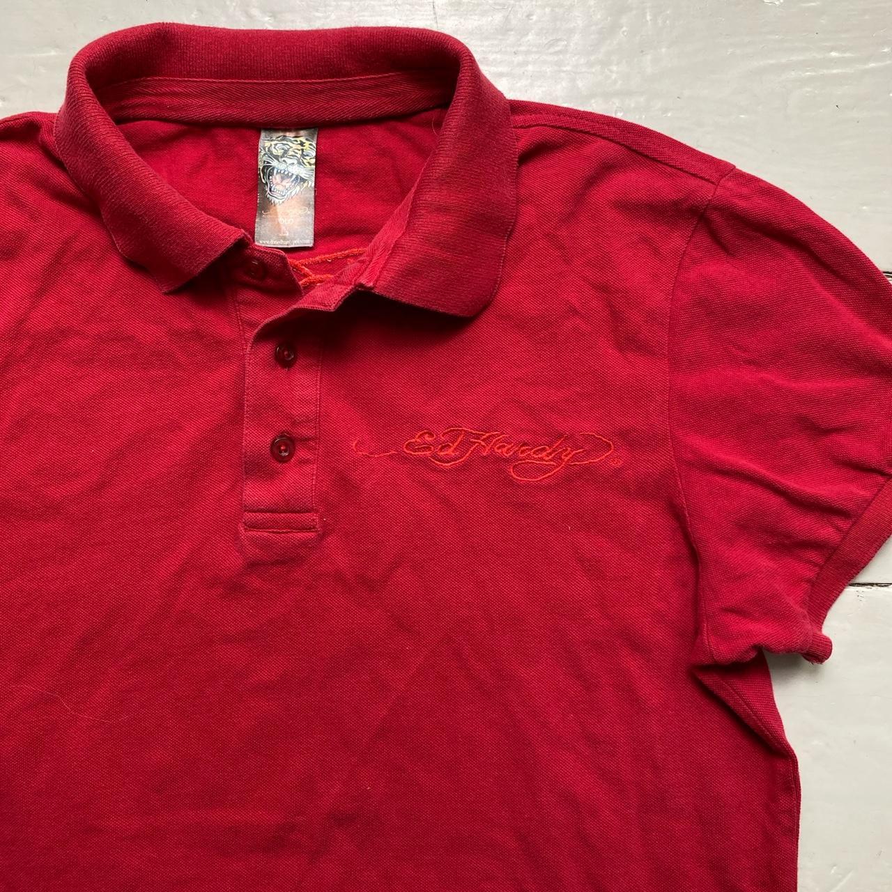 Ed Hardy Vintage Panther Red Polo Shirt