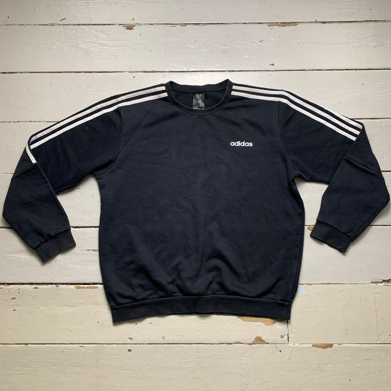 Adidas Black and White Stripe Jumper