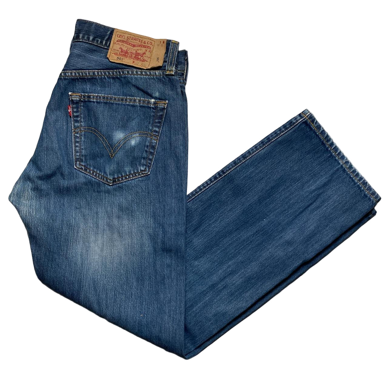 Levis 501 Dark Navy Stonewashed Jeans (32W)