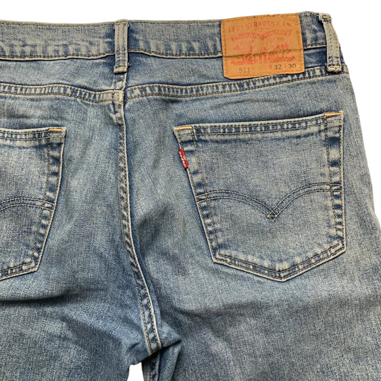 Levis 511 Light Blue Distressed Jean Short Jorts (32W)