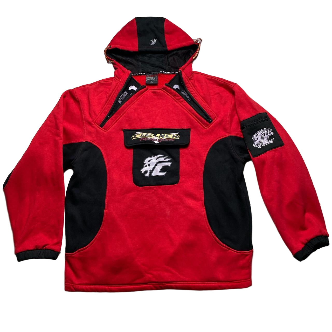 Cleanch Super Sports Vintage 90’s Baggy Red and Black Hip Hop Tracksuit (XL/2XL)